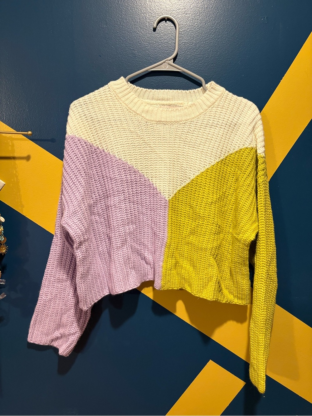 Sincerely Jules Colorblock Boxy Cropped Sweater NWOT